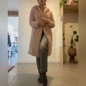 Fuzzy, warm, faux fur coat - long